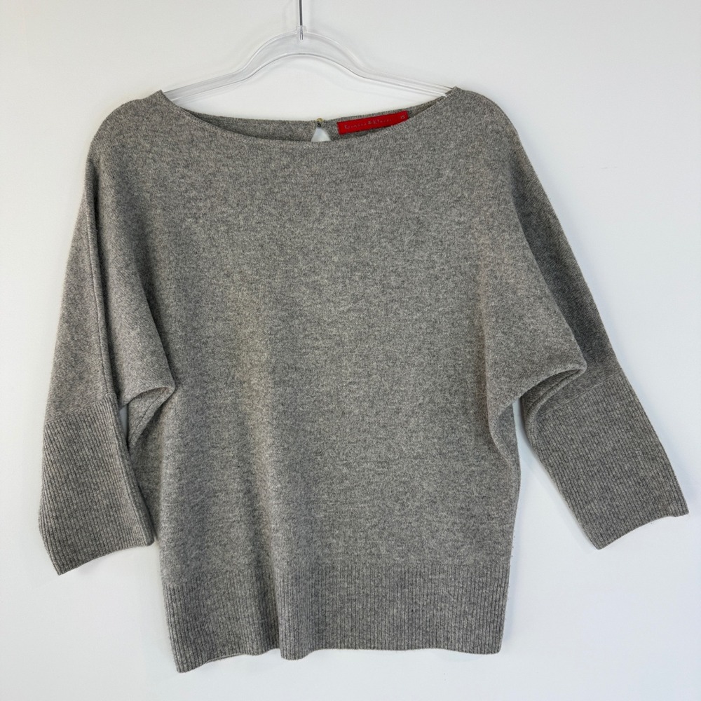 Krimson Klover Sweater Womens XS Grey Wool Cashmere Dolman Sleeve Keyhole Back